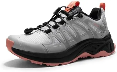 NORTIV 8 Women's Quick Laces Hiking Shoes Lightweight Walking Outdoors Trekking Trails Camping Casual Sneakers,Size 8.5,GREY PINK,SNHS242W