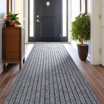 ITINA Runner Rug About W3' x L10' Large Door Mat Welcome Carpet Roll Waterproof Rubber Back Area Rugs for Outdoor Indoor Entryway Home Office Business Areas Grey-Black