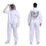 Bee Suit for Men Women Sting Proof, Polycotton Beekeeping Suit Beekeeper Costume&with Glove &Ventilated Hood, Bee Outfit for Backyard and beekeeping supplies (XXL)