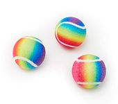 Pet London Rainbow Dog Tennis Balls-Squeaker Inside-Set of 3-Dog Ball Toys for Squeaking & Fetching- Celebrate Your Dog's Happy Birthday or any Occasion - Perfect Dog Party Gift Toy-Bday Balls (Mini)