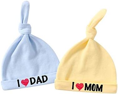 culbutomind Baby Twins Bonnet personnalisé pour nouveau-né garçon fille Inscription I Love Mom Dad - Blanc - M