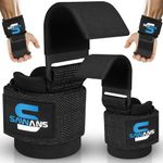 SAWANS Weight Lifting Hooks Thick Padded Neoprene Rubber Coated Grips 8mm Wrist Support Pair of Lifting Straps with Hooks Fitness Training Straps Power Weightlifting Deadlifts Exercise (Black)