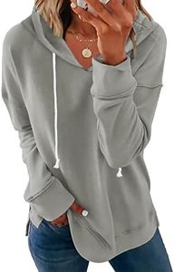 Syellowafter Women Casual Drawstring Hoodie Pullover Loose Soft Tunic Relaxed Tops Comfy Sweatshirts Grey Medium