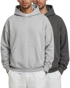 ZUY Men's Oversized Hoodie Cotton Fleece Sweatshirts Casual Hooded Pullover Athletic Hoodie with Pocket Light Grey/Drak Grey XS