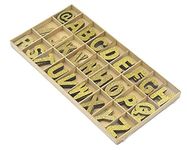 R H lifestyle Glitter Wooden Letters Alphabets Set (of 4 Each) - Wooden Alphabet Letters Kids Learning for Art & Craft with Storage Tray - (Golden Colour, Glitter