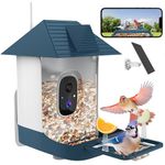 Bird Feeder with Camera,WiFi Outdoor Smart Bird Feeder Camera with Built-in AI Birds Recognition,Solar Powered,Auto Record Video by Cloud Storage,FHD Birds House with Cam,Ideal Gift for Dad and Mom