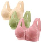 Bargain Finds Prime Clearance Today 3PC Front Closure Bras for Older Women 2024 New Lace Bra Push Up Breathable Front Button Bralette Comfy Sleep Bras Sale Today's