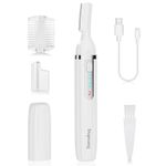 Dapsang Eyebrow Trimmer, Electric Eyebrow Razor for Women Men, Rechargeable Painless LED Light Facial Hair Shaver Remover with Rinseable Blade for Face Lips Neck Leg