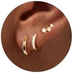 Freekiss 3 Pairs Gold Hoop Earrings