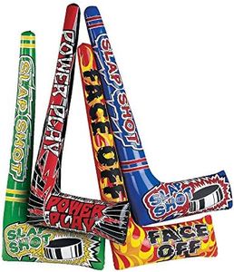 Fun Express Inflatable Hockey Sticks - Set of 12 Blow up Sticks - Hockey Birthday Party Supplies and Favor Toys