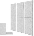 DrKlang 6 Pack Felt Wall Tiles,Decorative Acoustic Panels, Wall Sound Absorbing Panels Great to Reduce Echo and Noise for Home and Office - Silver Grey