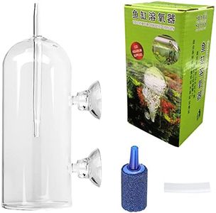 Caylingdee Aquarium Air Bubbler Glass Oxygen Bubbler Cup Air Diffuser Dissolved Oxygen Device with Water Tube Sucker Air Stone High Dissolved Oxygen for Fish Tank