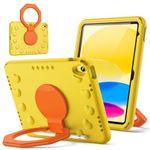 JETech Kids Case for iPad (A16) 11th/10th Generation (2025/2022) with 360 Degree Rotating Handle Stand, Shockproof Lightweight Tablet Cover with Pencil Holder (Yellow)