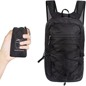 TSLBW Sac à Dos Pliable Ultra Léger, Sac à Dos de Randonnée Imperméable avec Sac de Rangement, Sac à dos de jour Multifonctionnel pour le Sport en Plein air Marche Randonnée Camping et vélo (Noir)