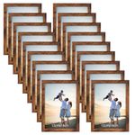 Hoikwo 18 Packs 5x7 Rustic Brown Multi Picture Frames Set for Family Photos, Artwork, Light weight Bulk 5 by 7 Frames Pack for Wall Hanging and Table, Stylish Gift Picture Frames