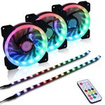 Ubanner DS-A03 DS Addressable RGB LED 120MM Case Fans Remote Control for PC Cases, CPU Coolers, Radiators System (3pcs RGB Fans, A Series)