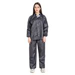 Zacharias Nylon Unisex's Solid Casual Style Raincoat (Women-W-44-Grey-2XL_Grey_2Xl)