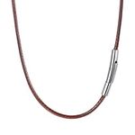 PROSTEEL Mens Leather Necklace Cord - 2mm Width Brown Braided Waxed Waterproof Rope Chain for Pendant with Stainless Steel Clasp, 20" Inches Length (with Gift Box)