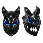 Slaughter To Prevail Mask Kid of Darkness Mask Demon Mask PVC Movable Mouth LED Flash Mask Halloween Cosplay Prop (Black)