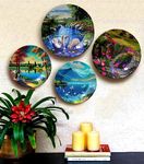 JIKRAA® Nature 3D Art Decorative Ceramic Wall Plate | Wall Decor | Wall Hangings | Wall Decor Plate - Home, Office, Hotel, Cafe Decoration | Set of 4 Plates- 2 X 10 Inch, 2 X 8 Inch