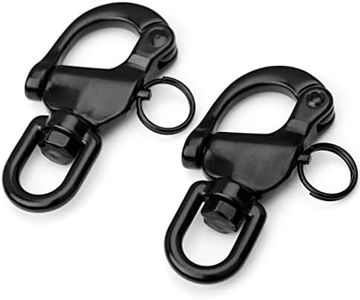 YUSOVE Black Snap Shackle 316 Stainless Steel Swivel Eye Snap Shackle,High Strength Quick Release Snap Hook for Sailing Rigging Shackles,Pack of 2