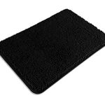 PureSwan Black Bathroom Rugs – Absorbent and Washable Bath Mat, Non-Slip, Thick Soft Chenille Bath Rugs for Bathroom Floor, Shower, Sink - 17" x 24"