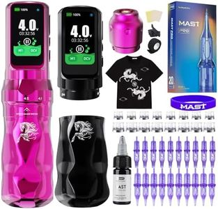 Mast Tattoo Fold Pro Cordless Tattoo Gun Kit Year of the Horse Edition Tattoo Machine 20 Pro Needles Black Tattoo Ink for Professional Artists Complete Tattoo Supplies (Pink)