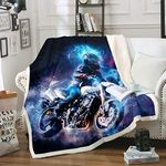 Loussiesd Extreme Sports Blanket Motocross Rider Printed Fleece Blanket for Couch Travel Sofa Motorcycle Pattern Design Sherpa Blanket Dirt Bike Plush Throw Blanket Room Decor Baby 30"x40"