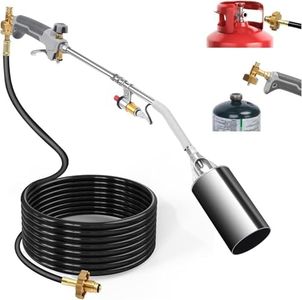 Propane Torch Weed Burner, 1,800,000 BTU Heavy Duty Flame Control Blow Torch with Turbo Trigger, 10FT Hose, Push-Button Igniter, Flame Thrower Gun for Garden Weed, Roof Asphalt Work, Snow &Ice Removal