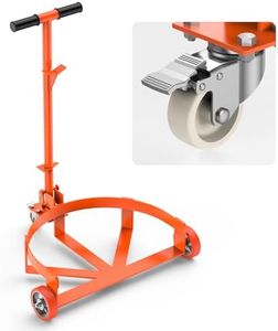 Heavy Duty Drum Dolly,55 Gallon Barrel Dolly with 3 Poly-on-Steel Wheels with Brake, 1000 LBS Capacity Trash Can Dolly with Handle, Orange Steel Frame Dolly