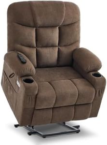 Tami Tami Dual Motor Power Lift Chair Recliner for Elderly with Massage and Heat, Infinite Position Electric Lift Recliner with USB A&C, Cup Holders (T6012 - Linen Fabric, Brown, Oversized)