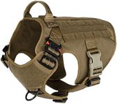 ICEFANG Tactical Dog Harness,Large Size, 2X Metal Buckle,Working Dog MOLLE Vest with Handle,No Pulling Front Leash Clip,Hook and Loop Panel