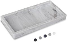 Small Bathroom Vanity Silicone Tray for Counter, Rectangle Dish Soap and Sponge Holder for Kitchen Sink, Perfume Organizer for Dresser, Marble Grey