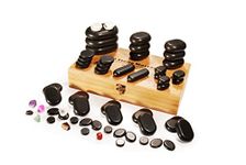 Master Massage 60-Piece Deluxe Hot Stone Set including Basalt Volcano Rocks, Marble Cold Stones, and Chakra Balancing Tools - Ultimate All-in-One Package Kit for Hot Stone Massage Therapy