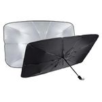 KINGSWAY® Car Sun Shade UV Protection Windshield Cover Use for All Cars, Foldable Size Universal Fit Umbrella Curtain for Front Window, Rear Window, Black Color, 1 Piece