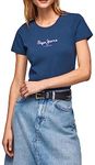 Pepe Jeans New Virginia Women's T-Shirt Slim Fit Short Sleeve Blue, 595navy, L