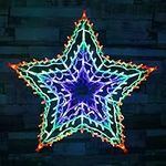 The Christmas Workshop 77710 Multi-Coloured Star Christmas Light / 35 LED Lights / Indoor Or Outdoor Mains Powered Christmas Decorations / 8 Light Modes / 54cm x 54cm x 1.5cm