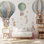 Colourful Hot Air Balloon Wall Sticker Decals Peel & Stick Nursery Kids Bedroom Animals - Belle Impression