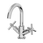 Architeckt® Lattra Bathroom Basin Sink Mixer Tap Modern Mono Round Twin Crosshead Handle Faucet for Sinks, Chrome