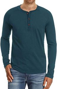 NITAGUT Men's Casual Slim Fit Long Sleeve Henley T-Shirts Shirts (S, Blue Gray)