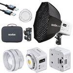 Godox ML80BI 100W LED Video Light, 2800K-6500K Bi-Color Video Lighting Kit, 29600 Lux CRI 96+/TLCI96+, APP Control, with ML-Z Zoom Lens Reflector and ML-BA 6600mAh Battery,with AD-S60S Softbox Kit