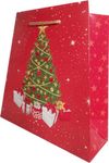 Christmas Gift Bags With Christmas Tree Theme Paper Bags For Return Gift Size Pack Of 10,Red