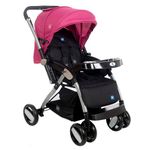 Mee Mee Easy to Push Baby Stroller Pram with Quick One Hand Folding | Comfortable Seating | Fully Rotating Wheels | Feeding Tray for New Born Baby/Kids, 0-4 Years (Purple)