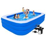 HJLSE Inflatable Swimming Pool Adults Above Ground 10Feet Swimming Pools for Family Summer Fun Kids and Adults Outdoor-Indoor Family Pool with Electric Air Pump 120" X 72" X 24" - (3 Layer)