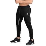 ZENWILL Mens Vertex Workout Jogger Pants,Slim Fit Gym Training Sweatpants with Zip Pockets (Black,Large)