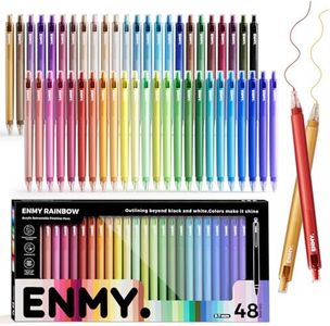 ENMY Fineliner Gel Pens, 48 Colors 0.7mm Fine Point Retractable, Colorful Gel Pen for Journaling, Outlining, Drawing, Note-Taking, Smooth & Smudge-Proof Art Pens for Adults & Artists
