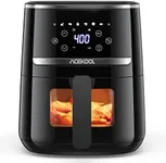 Air Fryer 5 Quart, Digital Display Air Fryer Toaster Oven Combo with 8 Cooking Presets Oilless Cooker for Quick Meal, Visible Window, UP to 400℉, Dishwasher Safe Basket, Nonstick Silicone Liner, Timer