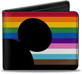 Wallet Bifold PU Mickey Mouse Pride Ears Icon Inclusion Rainbow Stripe, Mickey Mouse, 4.0" x 3.5"