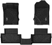 3W 2021 2022 2023 2024 Ford Bronco 2 Door Floor Mats Fit for All Weather TPE Car Accessories Custom Fit Floor Liner 1st and 2nd Row Full Set Car Mats, Black (Not for Bronco Sport & Rubberized Floor)