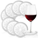 RAGYULA (Set of 6) Round Glass Drink Coasters, Crystal Coasters Decorative Glass Plates Clear Glass Coasters for Mugs, Cups, Dining Tables, Office, Kitchen, Home Decor and Parties - Transparent.